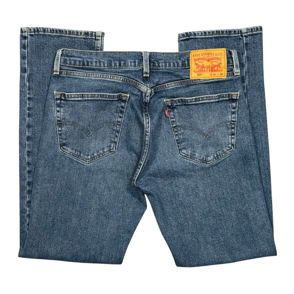 Levi's 505 Classic Fit Straight Leg Mid Rise Medium Stretch Denim Jean Men 31 32